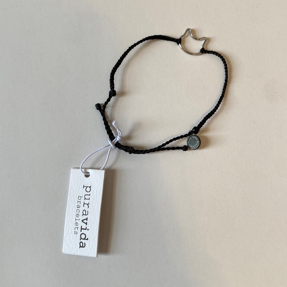 Black PuraVida Cat Outline Bracelet